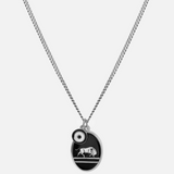 Oxen Pendant Necklace w/ Enamel, Sterling Silver/Black