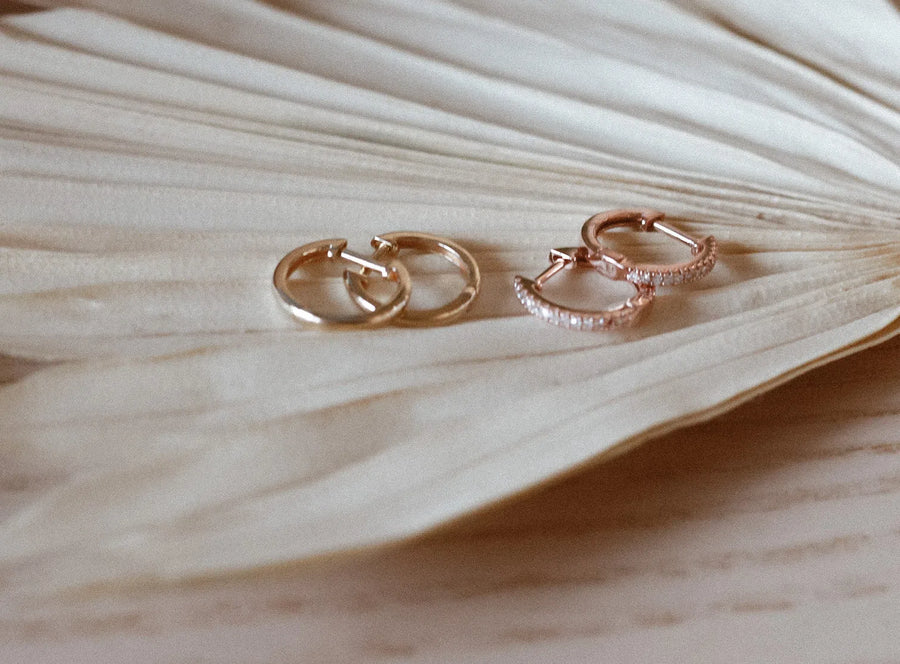 Small Diamond Huggie Earrings - Rose Gold
