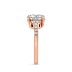 Asymmetrical Diamond Engagement Ring in Rose Gold