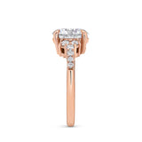Asymmetrical Diamond Engagement Ring in Rose Gold