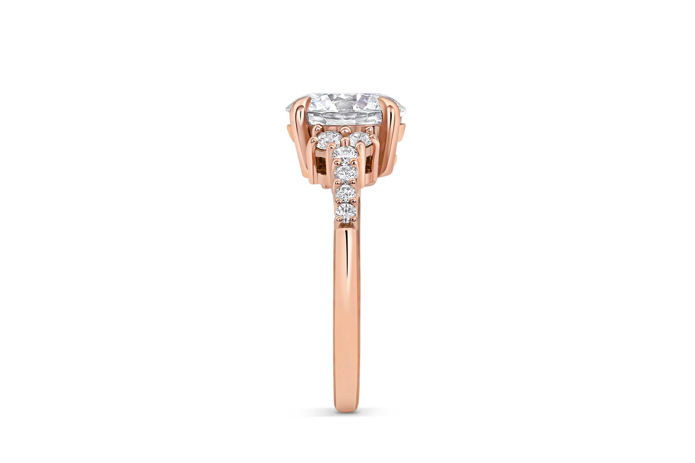 Asymmetrical Diamond Engagement Ring in Rose Gold