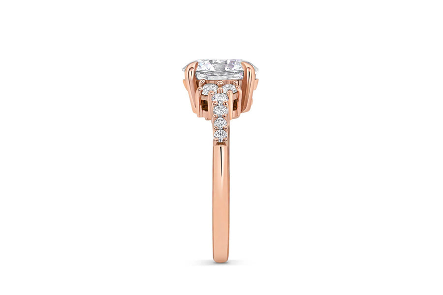 Asymmetrical Diamond Engagement Ring in Rose Gold