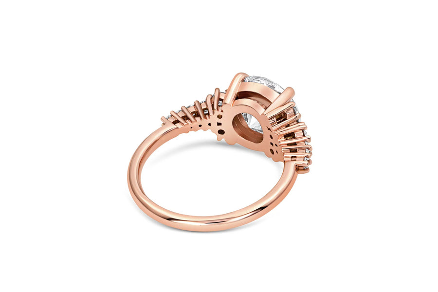 Asymmetric Diamond Engagement Ring in Rose Gold