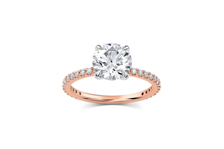 Round Solitaire Pave Engagement Ring