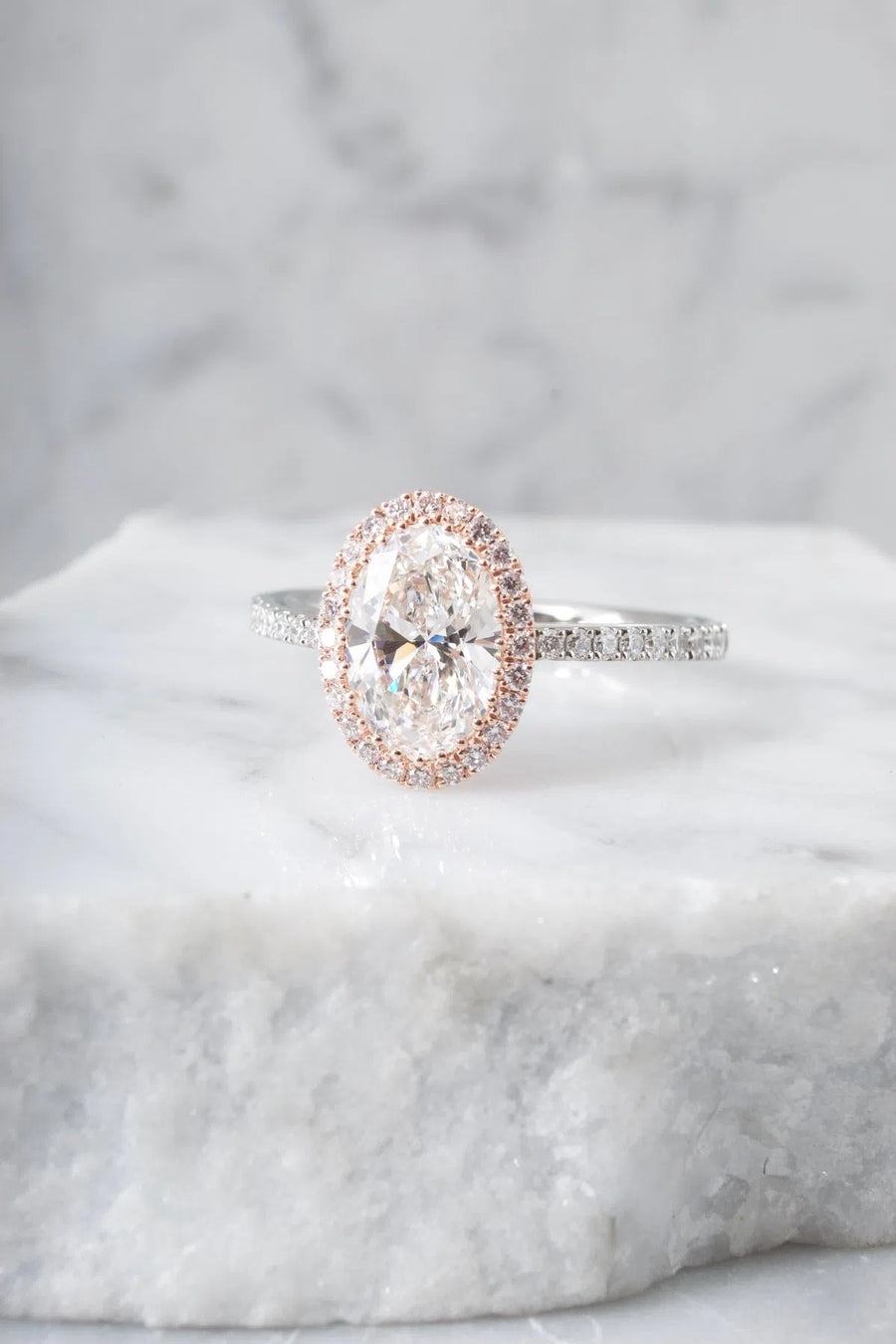 Catherine | Oval Halo Cathedral Pave Engagement Ring-Honey Jewelry Co-Honey Jewelry Co