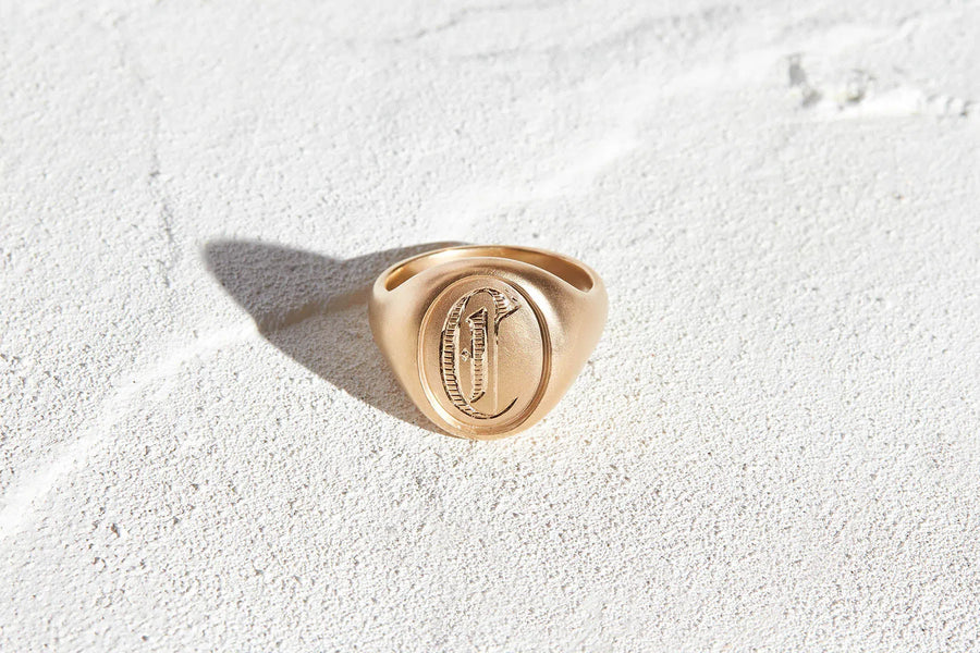 Men's Oval Signet Ring in Yellow Gold