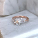 Mackenzie | Oval Three Stone Tapered Baguette Engagement Ring-Honey Jewelry Co-Honey Jewelry Co