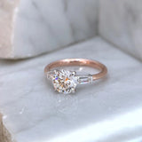 Mackenzie | Oval Three Stone Tapered Baguette Engagement Ring-Honey Jewelry Co-Honey Jewelry Co