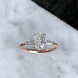 Mackenzie | Oval Three Stone Tapered Baguette Engagement Ring-Honey Jewelry Co-Honey Jewelry Co