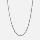 3mm Sterling Silver Cuban Chain Necklace, Oxidized