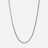 3mm Sterling Silver Cuban Chain Necklace, Oxidized