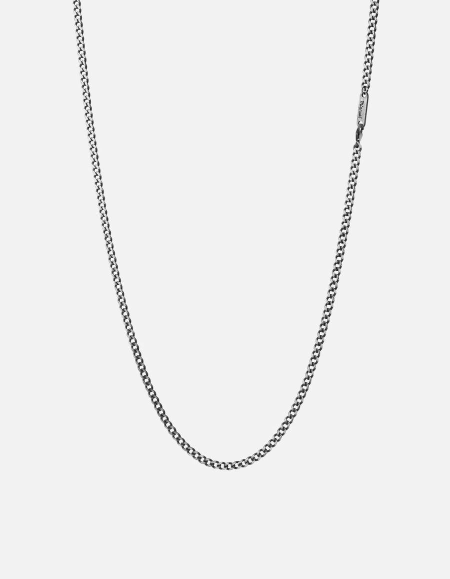 3mm Sterling Silver Cuban Chain Necklace, Oxidized
