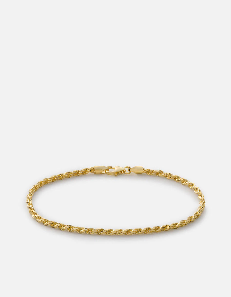 2.4mm Rope Chain Bracelet, Gold Vermeil