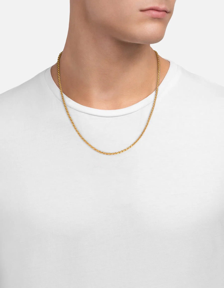 2.4mm Rope Chain Necklace, Gold Vermeil