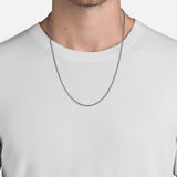 3mm Sterling Silver Cuban Chain Necklace, Oxidized