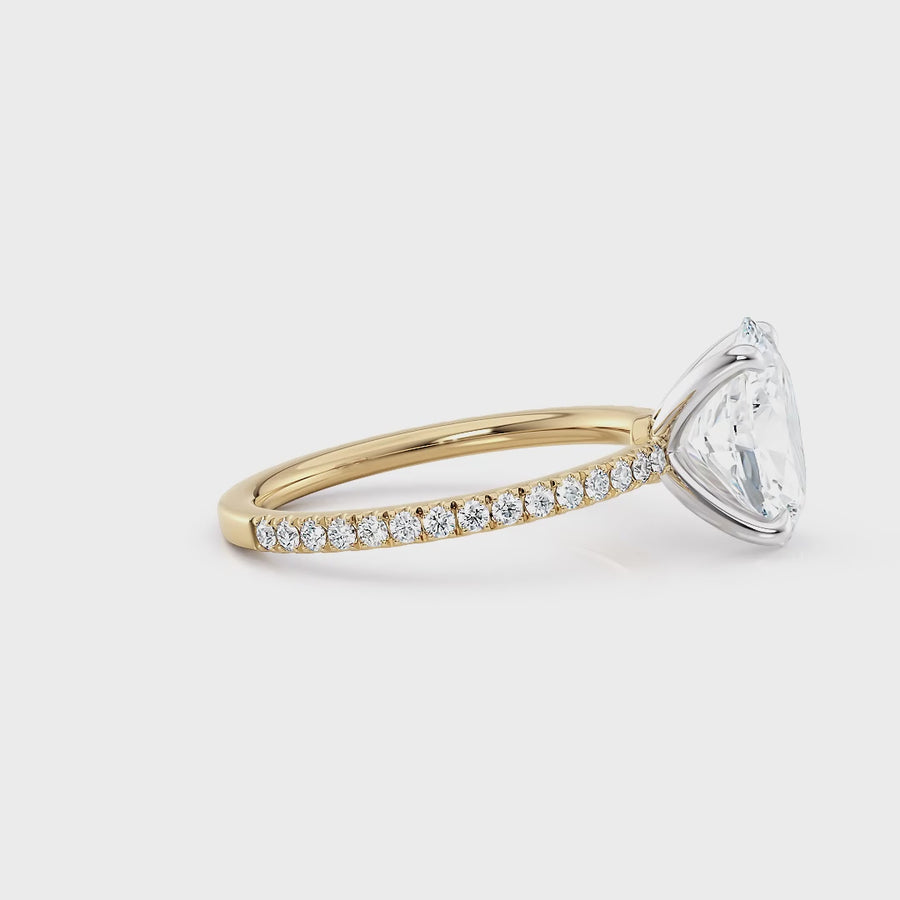 Sarah | Oval Solitaire Engagement Ring with Pave Band