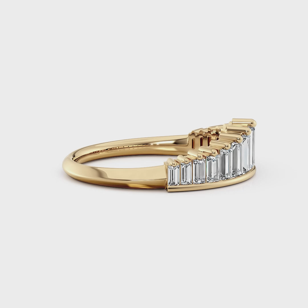 Descending Tiara Baguette Wedding Band