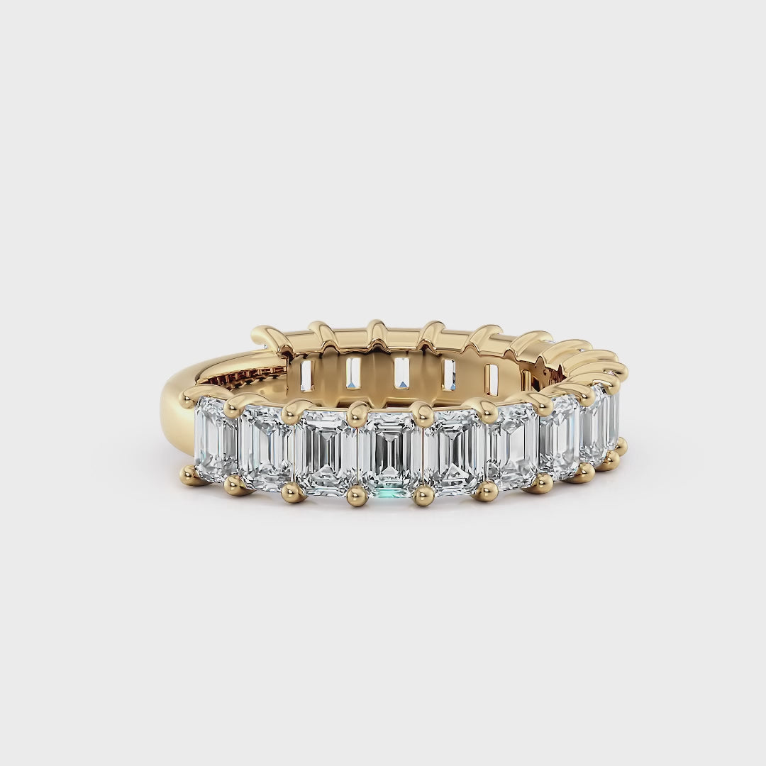 Emerald Cut Three Quarters Diamond Wedding Band