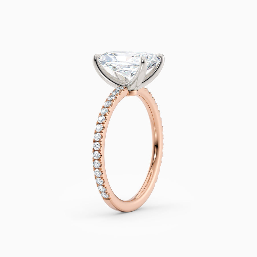 Sarah | Radiant Solitaire Engagement Ring with Pave Band