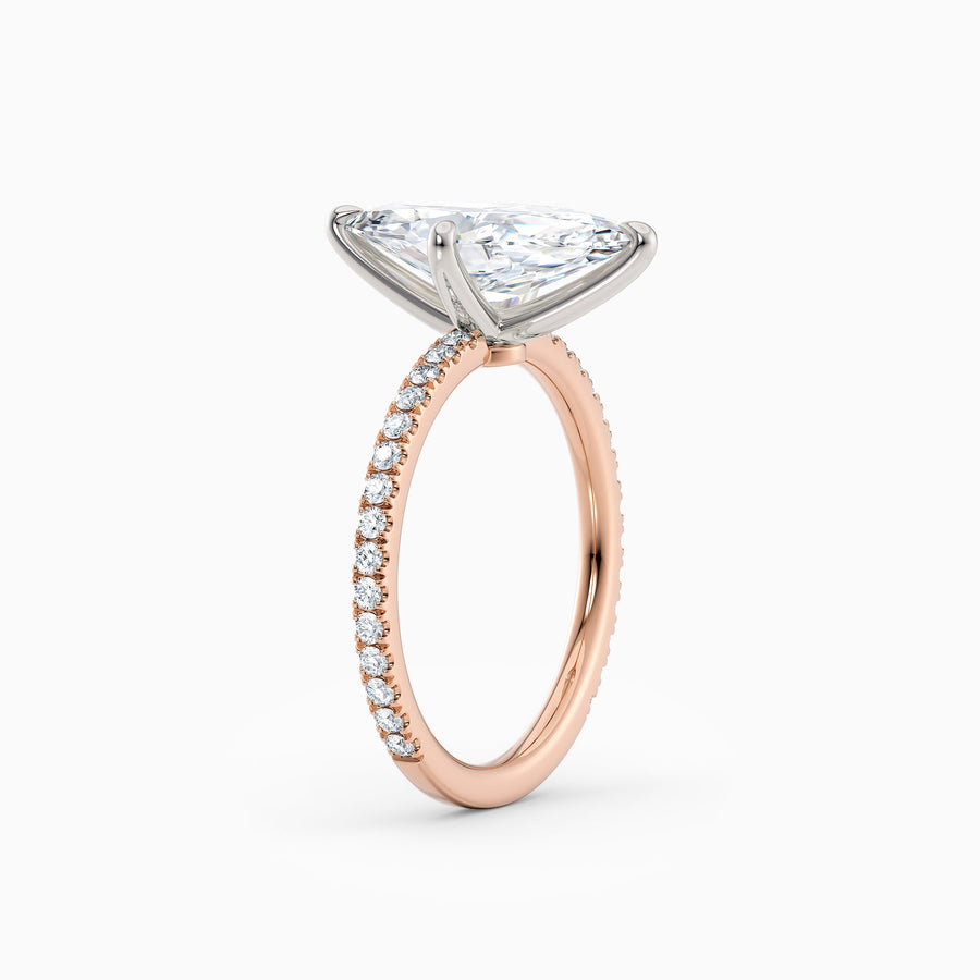 Sarah | Marquise Solitaire Engagement Ring with Pave Band