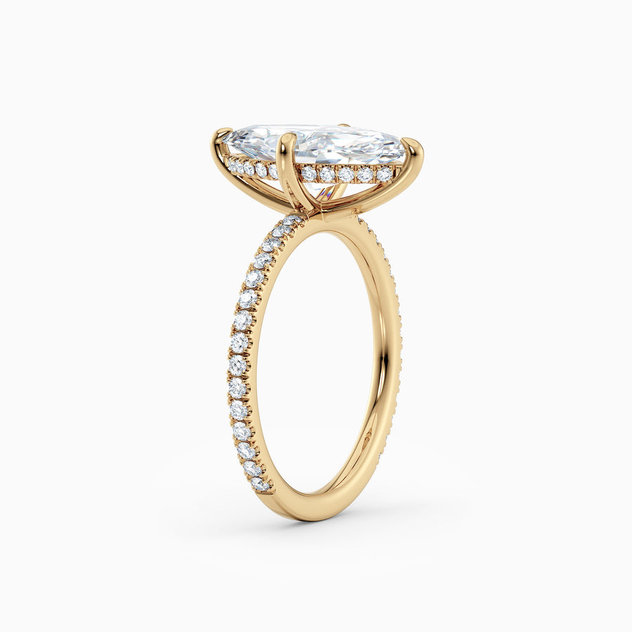 Willow | Marquise Hidden Halo Engagement Ring with Pave Band