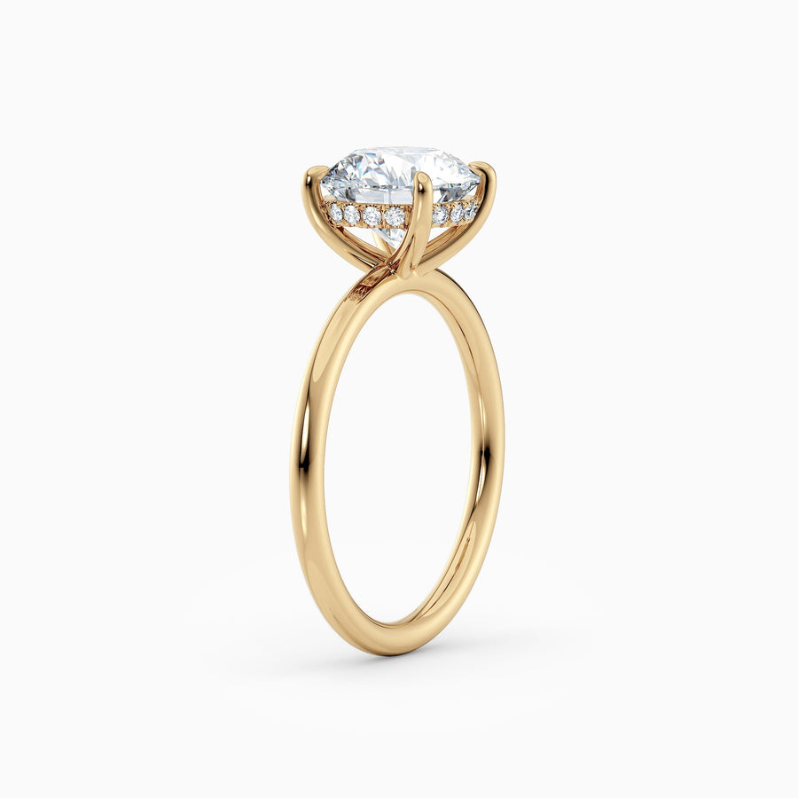 Round Hidden Halo Engagement Ring Yellow Gold