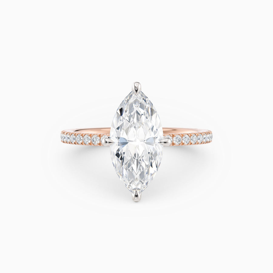 Sarah | Marquise Solitaire Engagement Ring with Pave Band