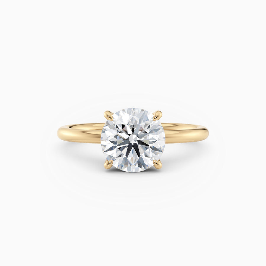 Round Hidden Halo Engagement Ring Yellow Gold