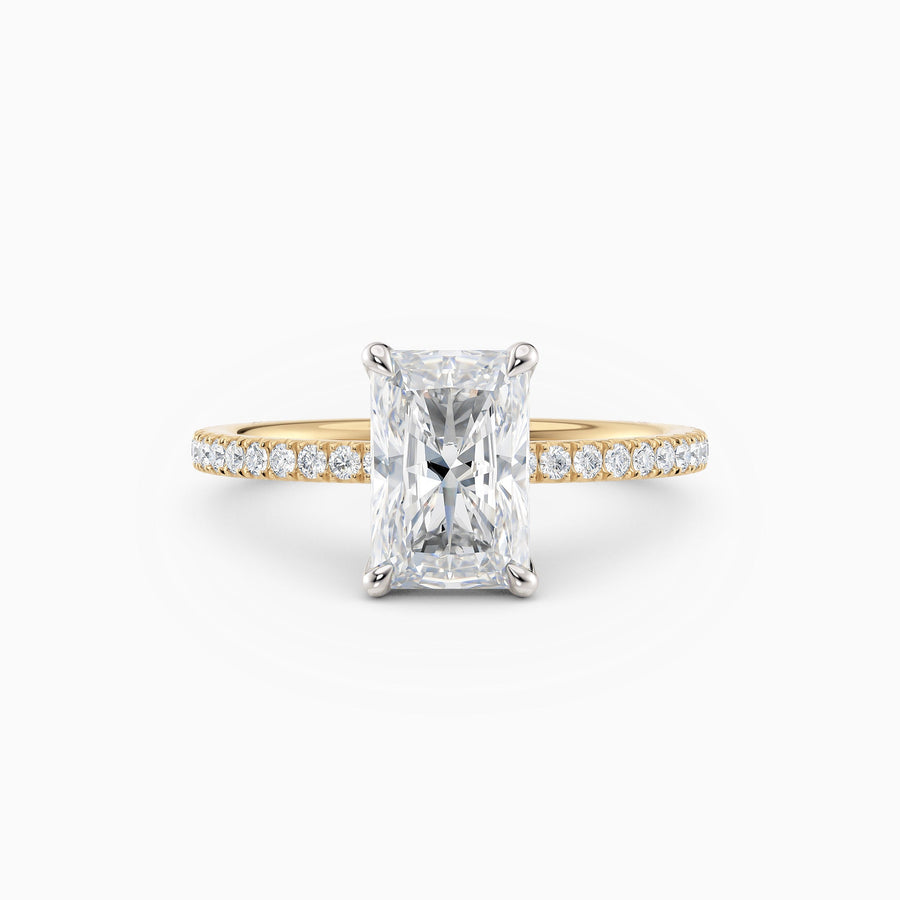 Sarah | Radiant Solitaire Engagement Ring with Pave Band