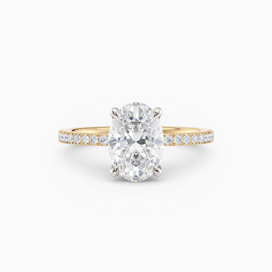 Sarah | Oval Solitaire Engagement Ring with Pave Band