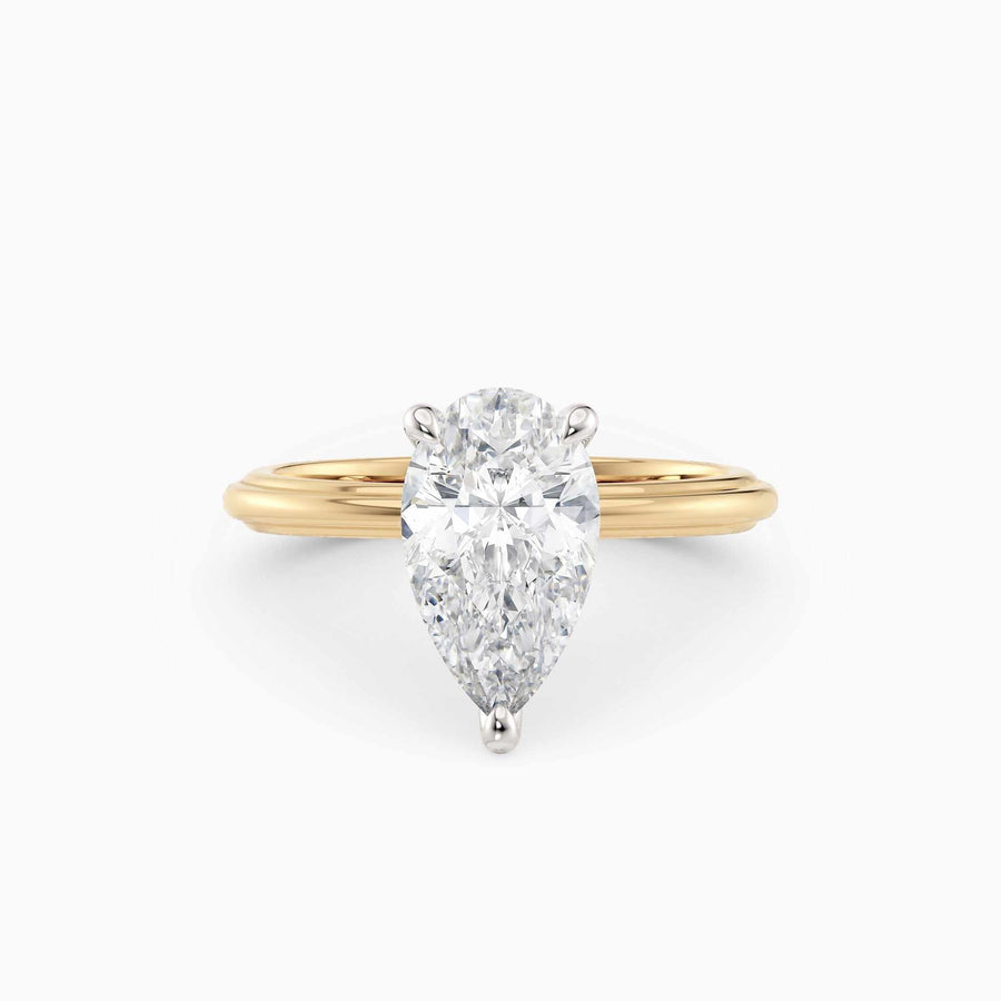 Abby | Pear Solitaire Tapered Band Engagement Ring
