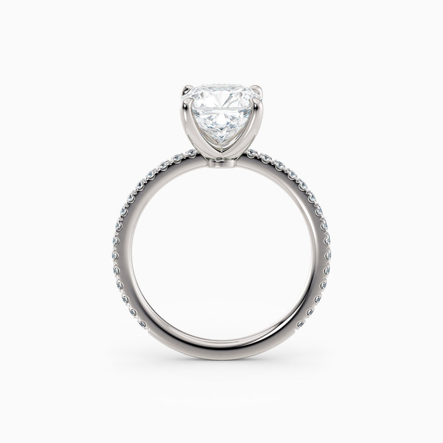 Sarah | Cushion Solitaire Engagement Ring with Pave Band