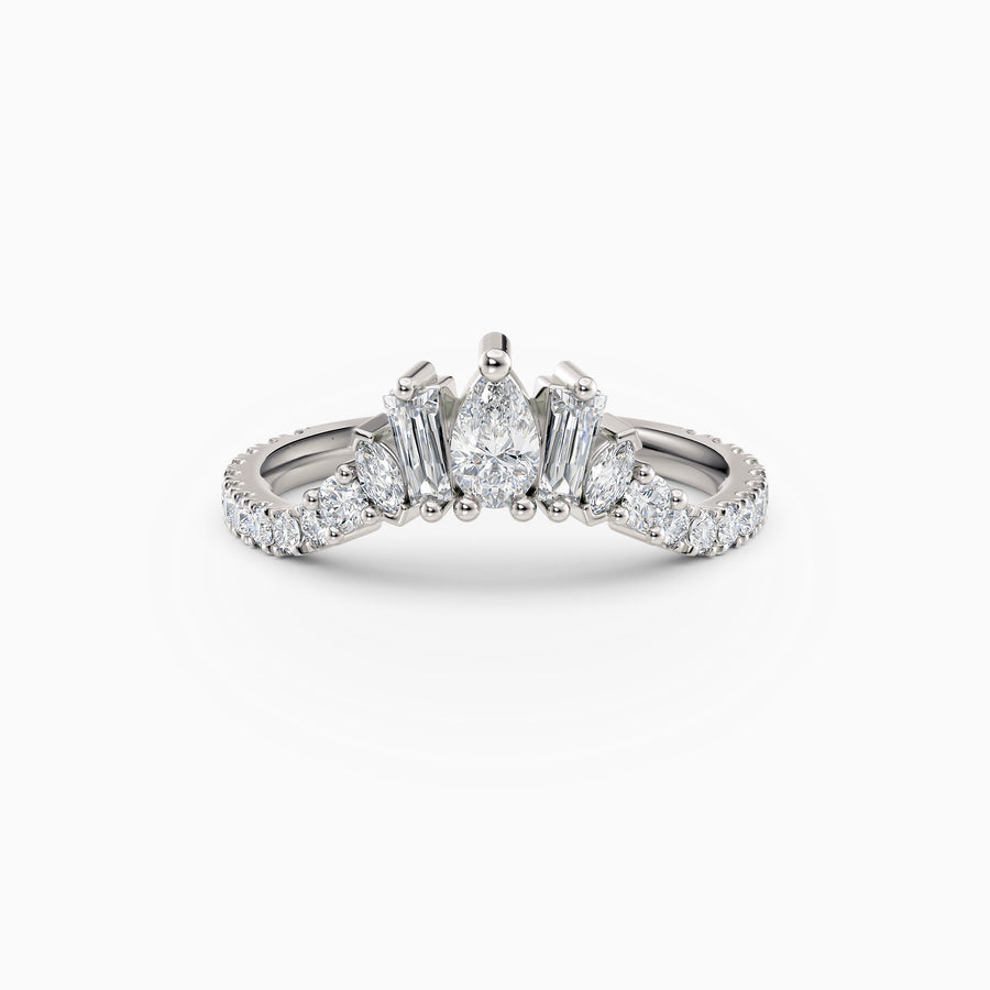 Pear, Baguette, Marquise, & Round Diamond Contoured Wedding Band