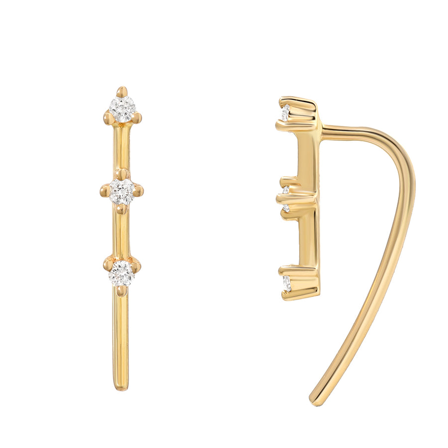 Hook Earrings with Mini Souli Diamonds - Yellow Gold