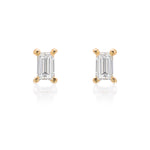 Micro Souli Baguette Diamond Post Earrings - Yellow Gold