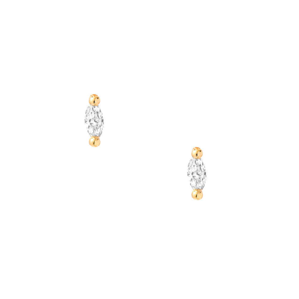Micro Souli Marquise Diamond Post Earrings - Yellow Gold