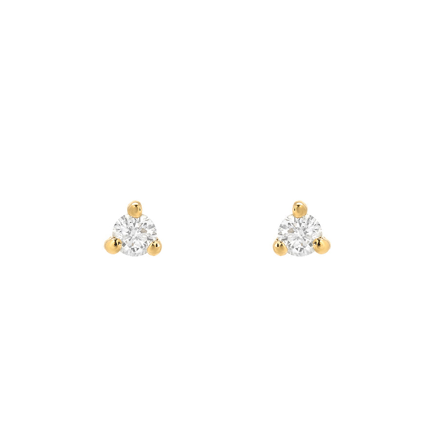 Micro Souli Round Diamond Post Earrings - Yellow Gold