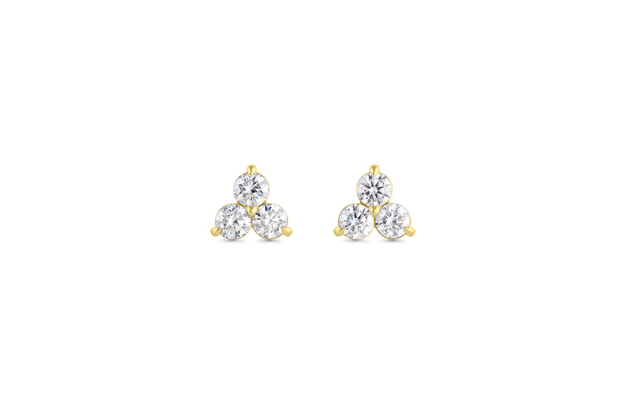 Large 3-Stone Lab Grown Diamond Stud Earrings
