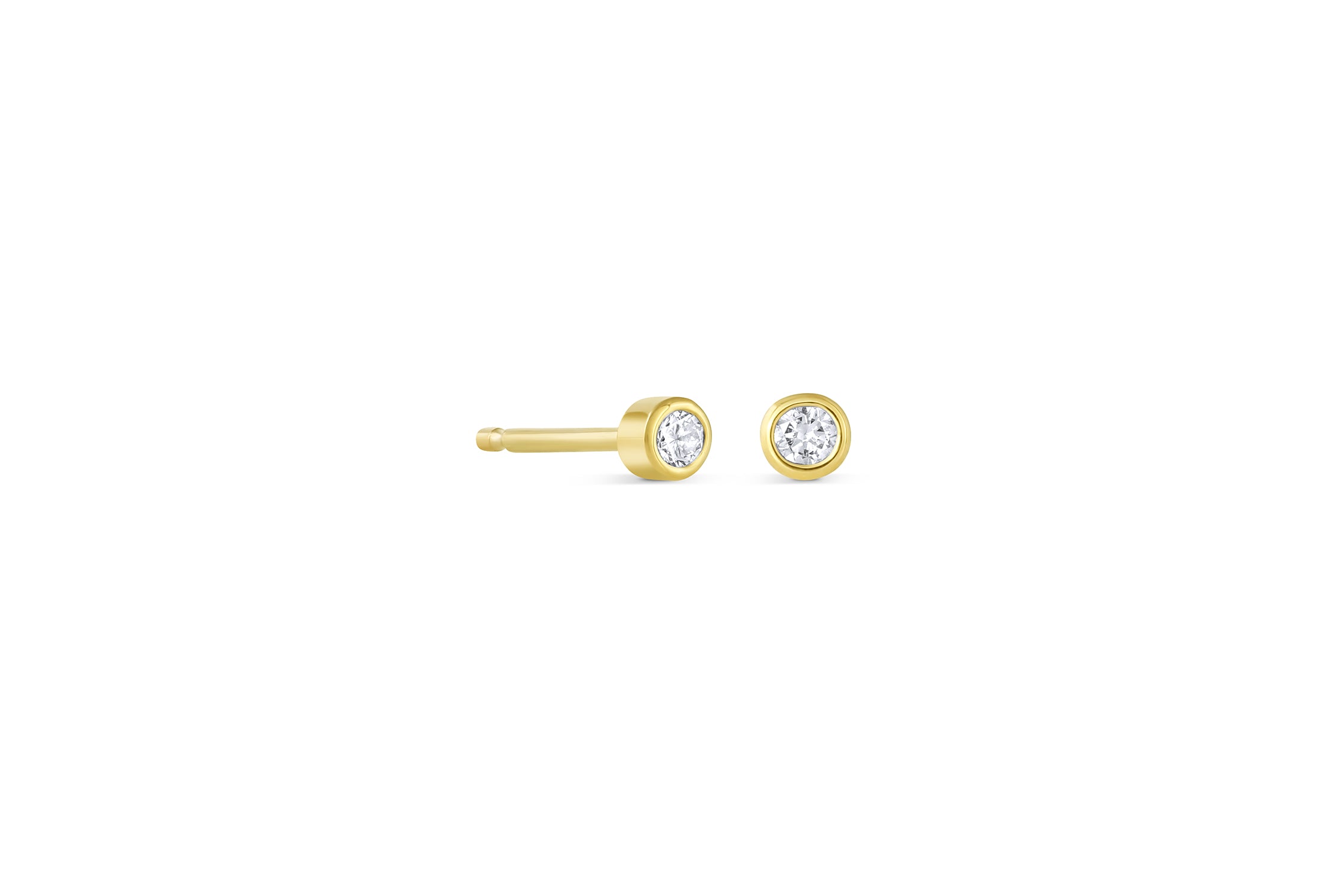 2mm Bezel Set Round Diamond Stud Earrings