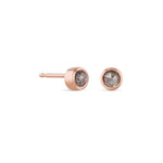 3mm Salt & Pepper Bezel Set Round Diamond Stud Earrings