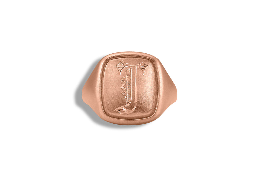 Men's Cushion Signet Ring in Rose Gold