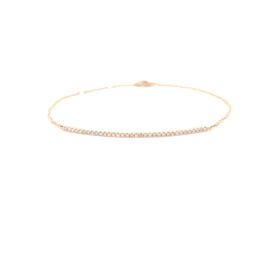 Thin Prong Set Diamond Bar Bracelet - Yellow Gold