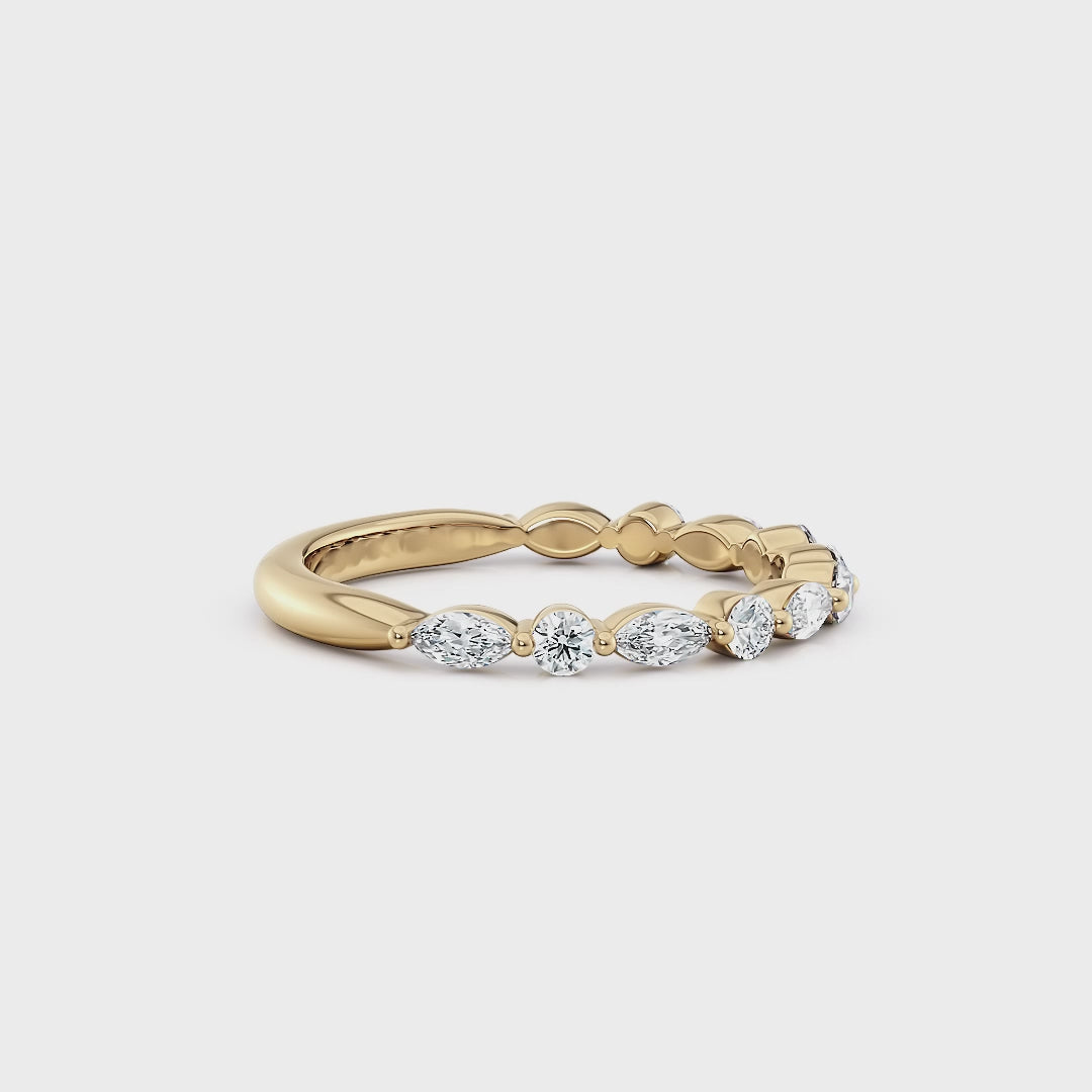 Round & Marquise Diamond Wedding Band
