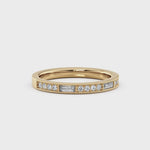 Beaded Round & Baguette Diamond Wedding Band
