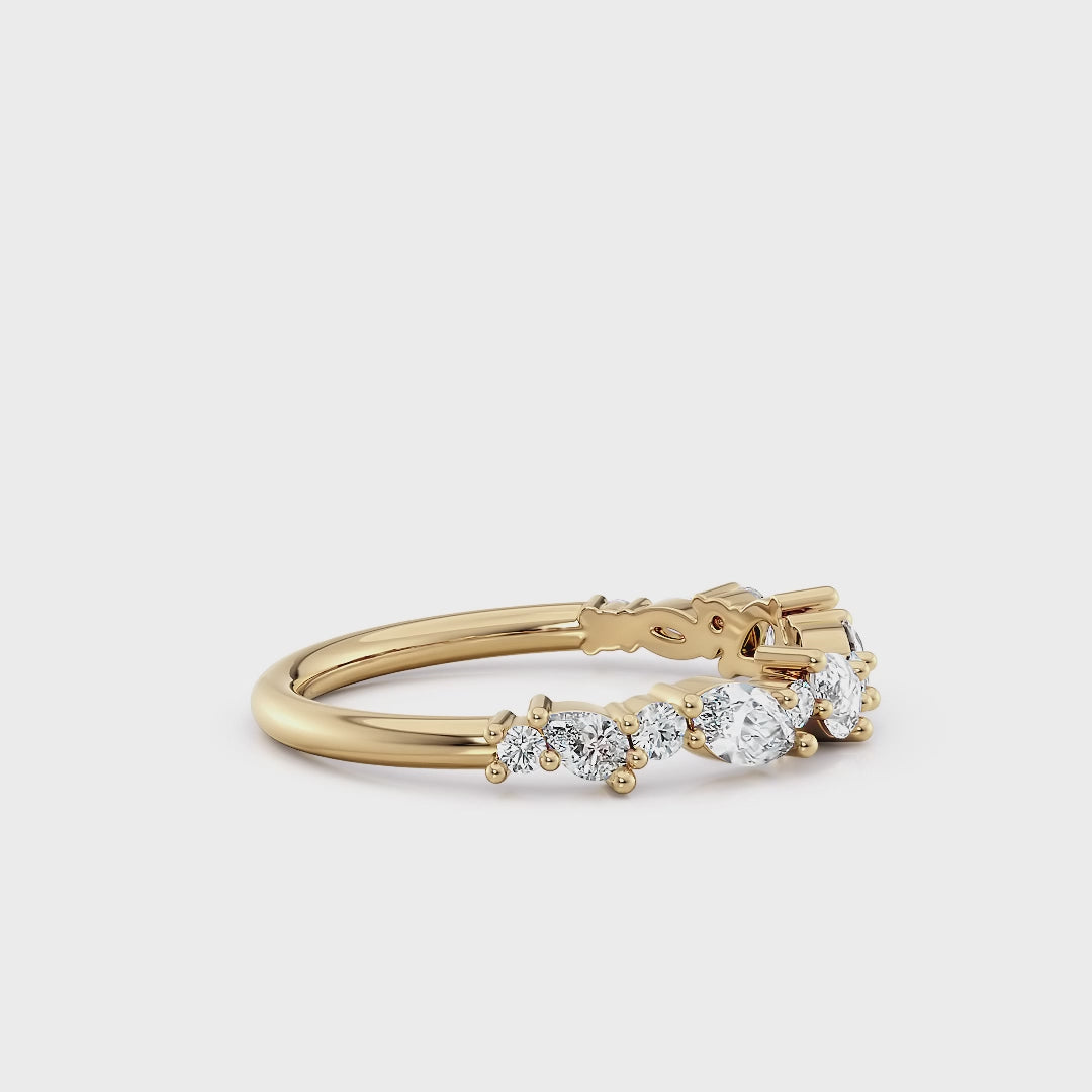 Offset Oval & Round Diamond Wedding Band