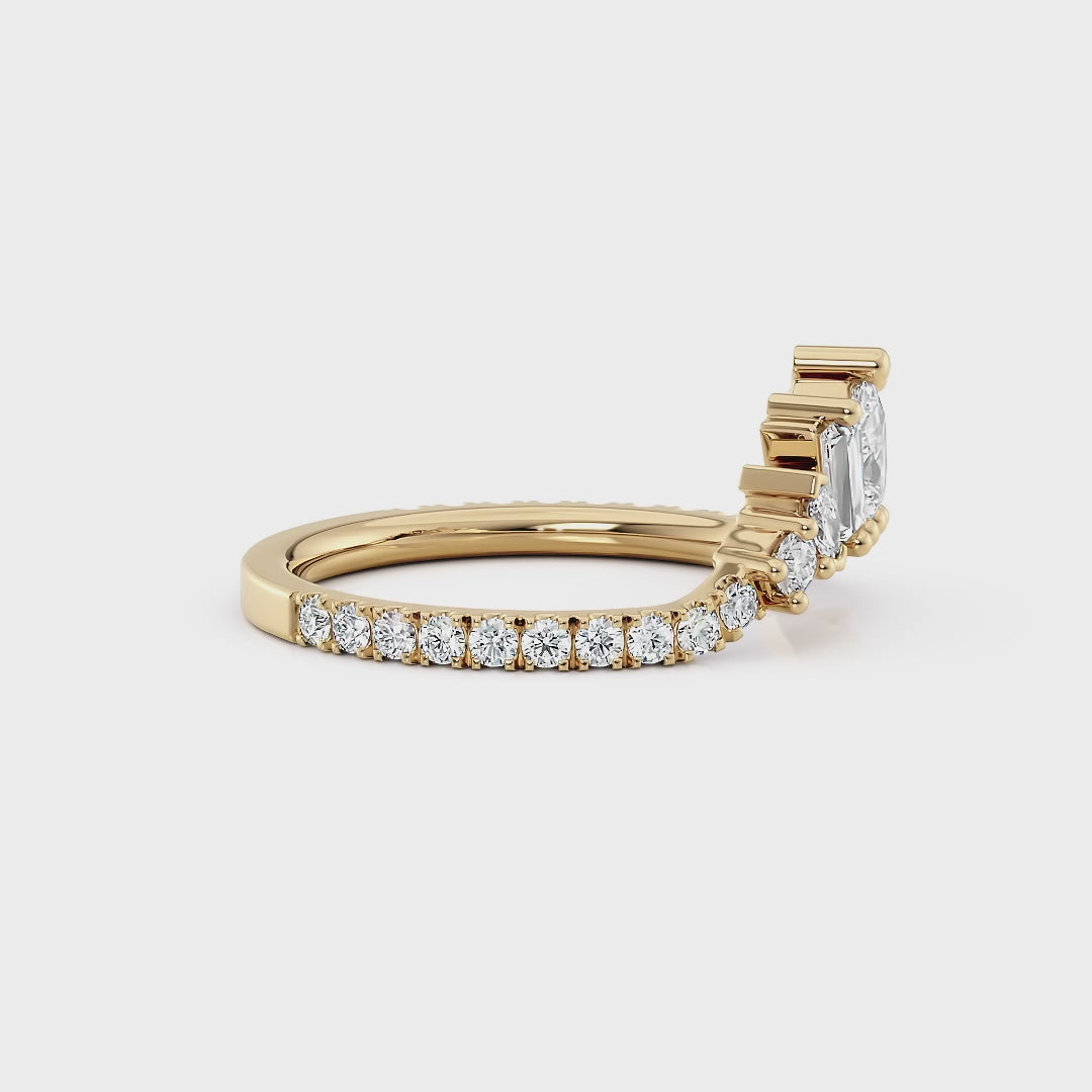 Pear, Baguette, Marquise, & Round Diamond Contoured Wedding Band