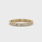 Beaded Round & Baguette Diamond Wedding Band